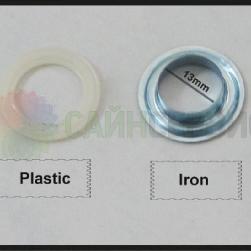 Применяемые люверсы в аппарате имеют в диаметре 13мм, состоят из двух частей: пластикового кольца и металлической ответной части с острой кромкой